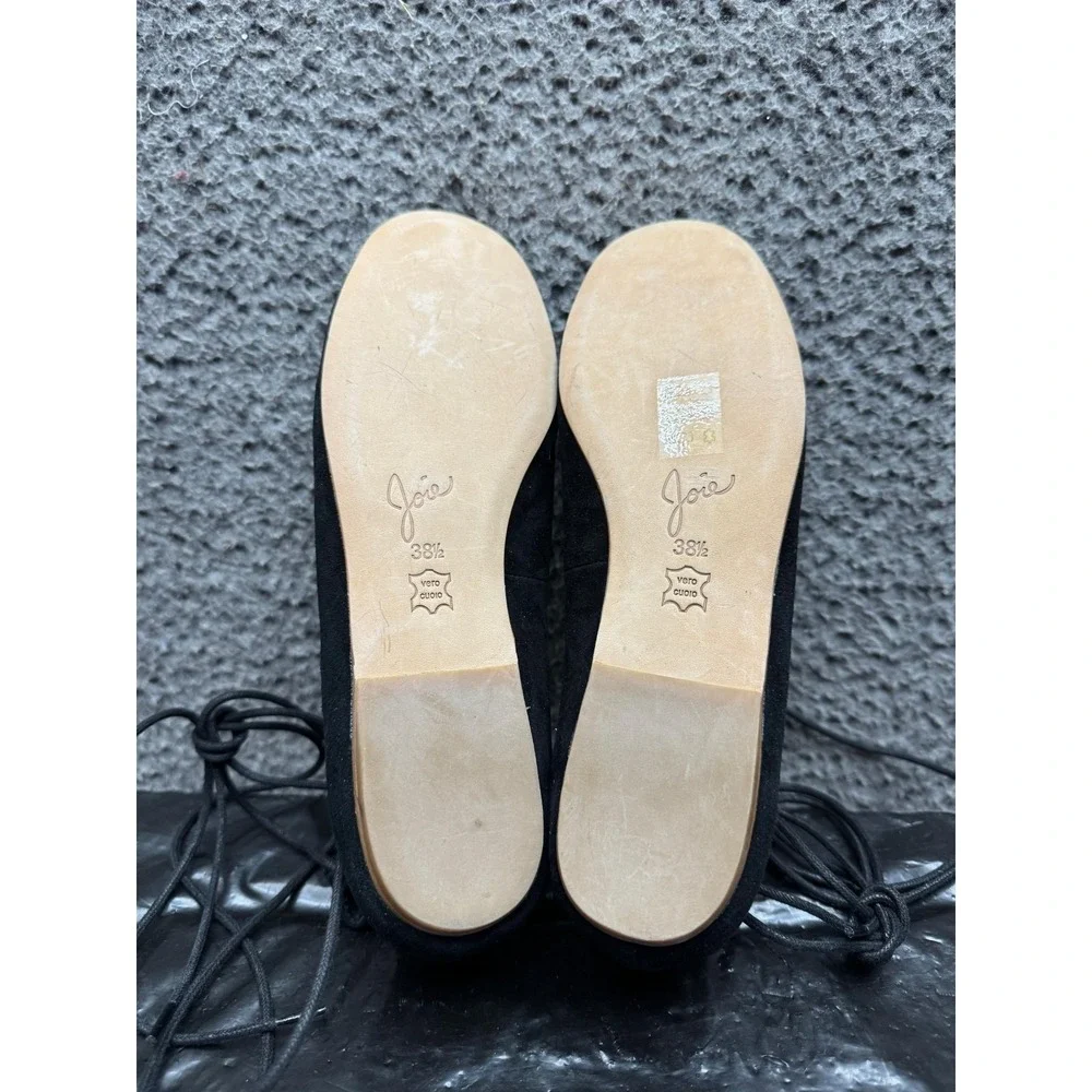 Joie Jenessa Suede Lace-Up Ballerina Flats Black Womens Size 38.5 EU